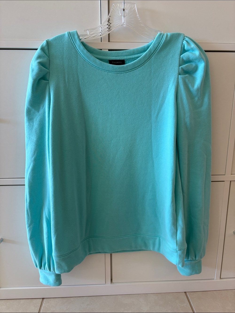 Talbots Aqua Puff Sleeve Sweatshirt